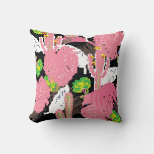 A Beautiful sweet pastel color tropical night patt Cushion