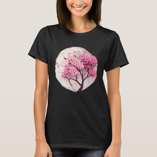 A Beautiful Symbol of Renewal Cherry Blossom Geome T-Shirt (Front)