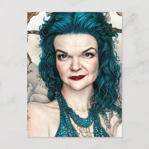 A Beautiful Teal Hair Mermaid Postcard