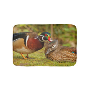 A Beautiful Touching Moment Between Wood Ducks Bath Mat