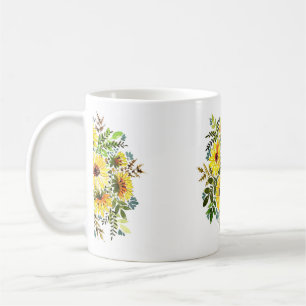 A beautiful watercolor bouquet, lovely yellow flow coffee mug