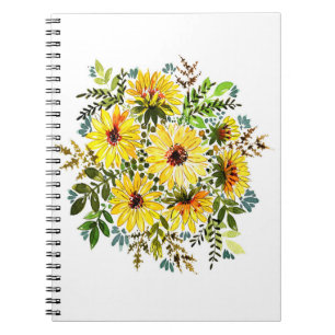 A beautiful watercolor bouquet, lovely yellow flow notebook