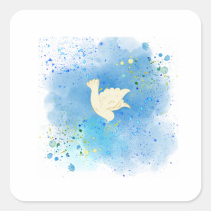 A beautiful white dove brings peace on postcard square sticker
