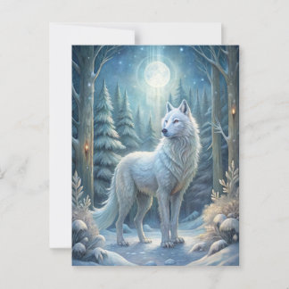 A Beautiful White Wolf Postcard