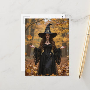 A Beautiful Witch in Autumn Postcard