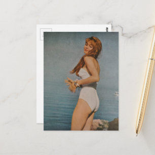 A Beautiful Woman in 1957 on the beach Postcard