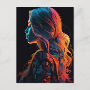 A Beautiful Woman in a floral shirt Postcard