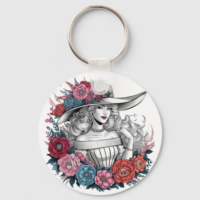 A beautiful woman key ring (Front)