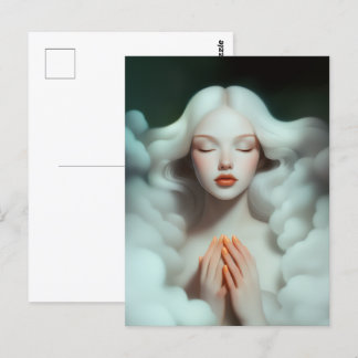 A Beautiful Woman Meditating In The Clouds  Postcard