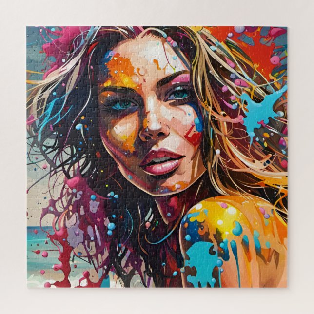 A beautiful woman on the beach jigsaw puzzle (Vertical)