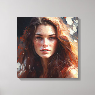 A beautiful woman with long hair canvas print