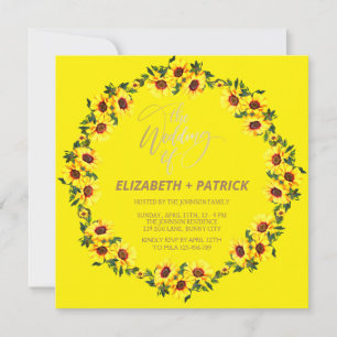 A beautiful  wreath of sunflowers, invitation