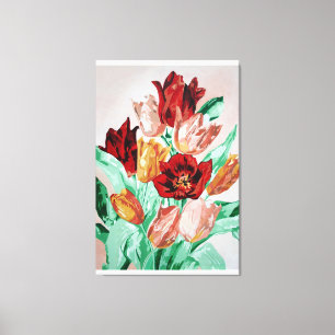 A Beautifully Bold Floral Bouquet of Tulips Canvas Print