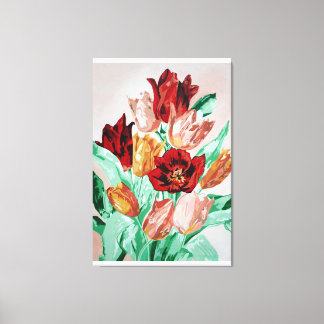 A Beautifully Bold Floral Bouquet of Tulips Canvas Print