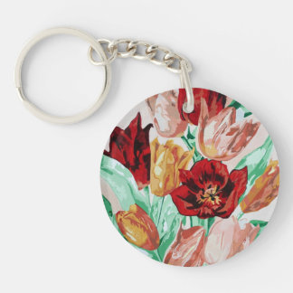 A Beautifully Bold Floral Bouquet of Tulips Key Ring