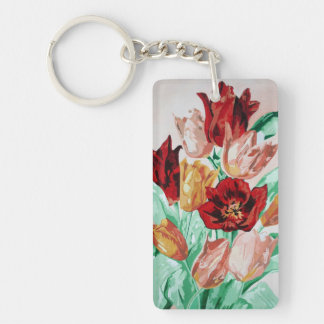 A Beautifully Bold Floral Bouquet of Tulips Key Ring