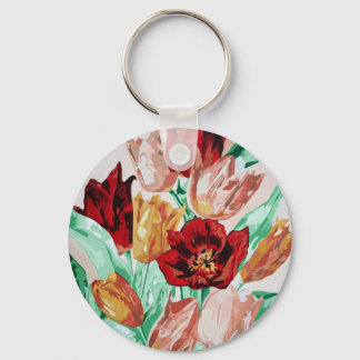 A Beautifully Bold Floral Bouquet of Tulips Key Ring