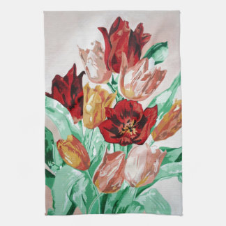 A Beautifully Bold Floral Bouquet of Tulips Tea Towel