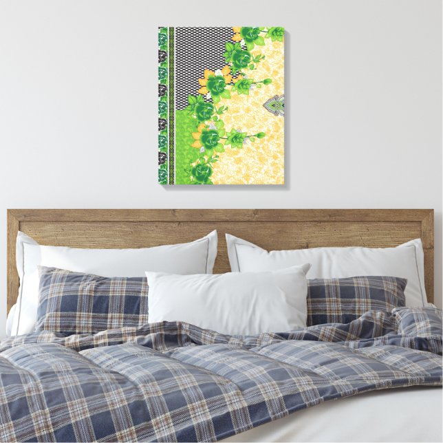 A beautifully crafted pattern of green and orange  canvas print (Insitu(Bedroom))