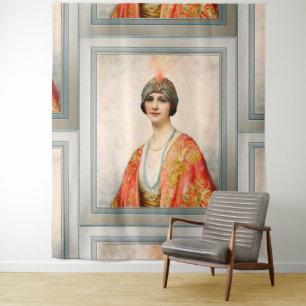 A Beauty In Eastern Costume by William Wontner Tapestry