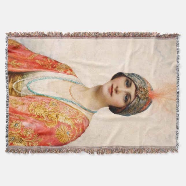 A Beauty In Eastern Costume by William Wontner Throw Blanket (Front)