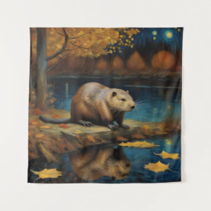 A Beaver by Van Gogh Tapestry