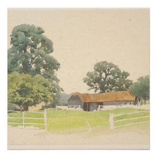 A Bedfordshire Farmyard (19th century) Poster