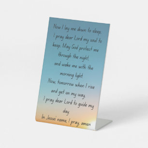 A bedtime prayer. pedestal sign