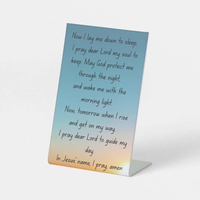 A bedtime prayer. pedestal sign (Front)