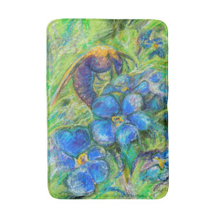 A Bee & Forget-me-not Flowers Bath Mat