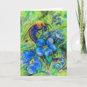 A Bee & Forget-me-not Flowers Card