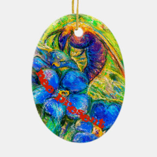 A Bee & Forget-me-not Flowers Ceramic Ornament
