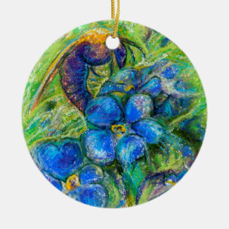 A Bee & Forget-me-not Flowers Ceramic Tree Decoration