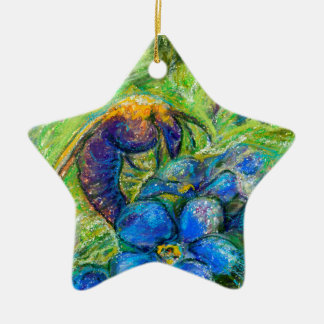 A Bee & Forget-me-not Flowers Ceramic Tree Decoration