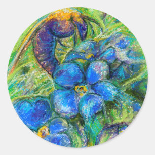A Bee & Forget-me-not Flowers Classic Round Sticker