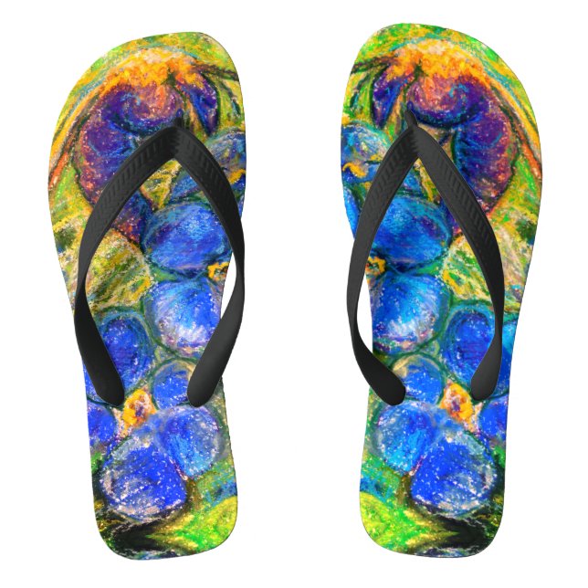 A Bee & Forget-me-not Flowers Flip Flops (Footbed)