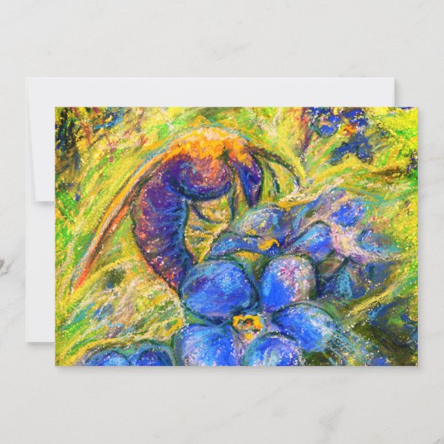 A Bee & Forget-me-not Flowers  Holiday Card (Front)