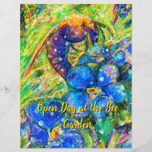 A Bee & Forget-me-not Flowers in the Garden