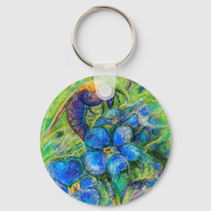 A Bee & Forget-me-not Flowers Key Ring