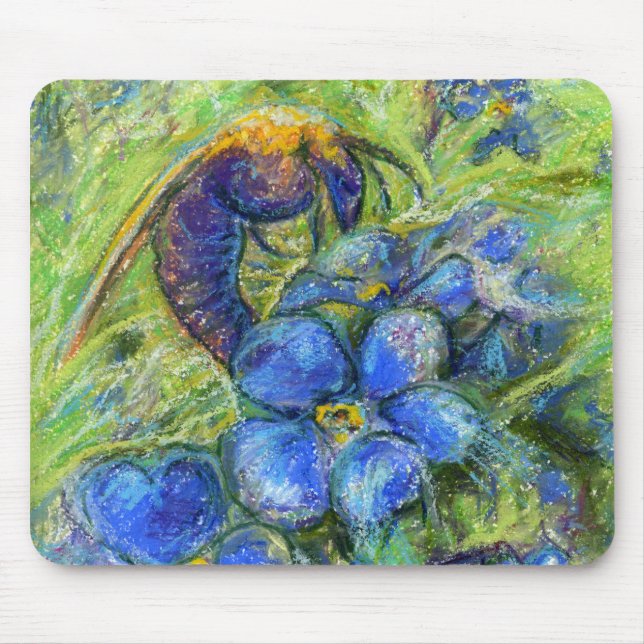 A Bee & Forget-me-not Flowers Mouse Mat (Front)
