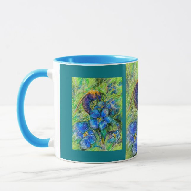 A Bee & Forget-me-not Flowers Mug (Left)