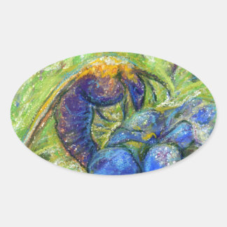 A Bee & Forget-me-not Flowers Oval Sticker