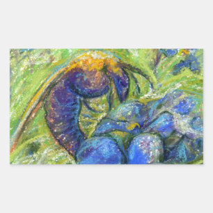 A Bee & Forget-me-not Flowers Rectangular Sticker