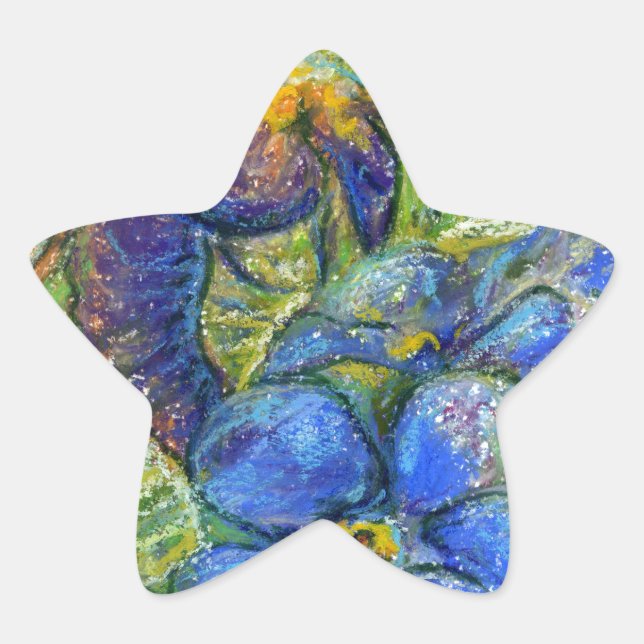 A Bee & Forget-me-not Flowers Star Sticker (Front)