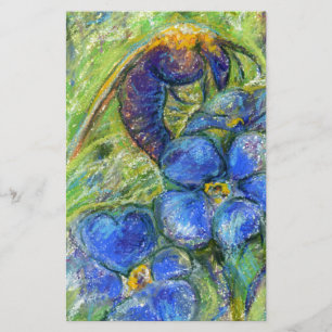 A Bee & Forget-me-not Flowers Stationery