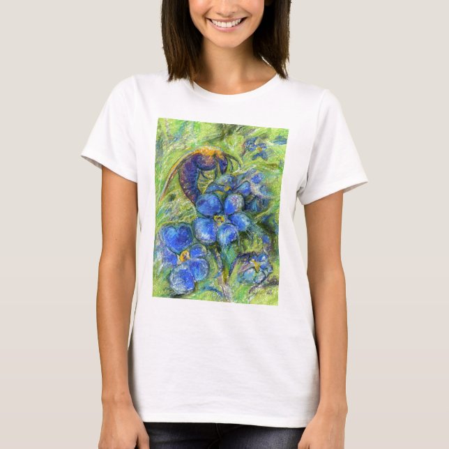 A Bee & Forget-me-not Flowers T-Shirt (Front)