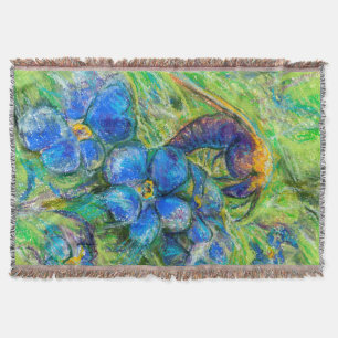 A Bee & Forget-me-not Flowers Throw Blanket