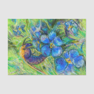 A Bee & Forget-me-not Flowers Tissue Paper
