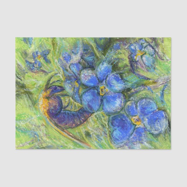 A Bee & Forget-me-not Flowers Tissue Paper (Front)