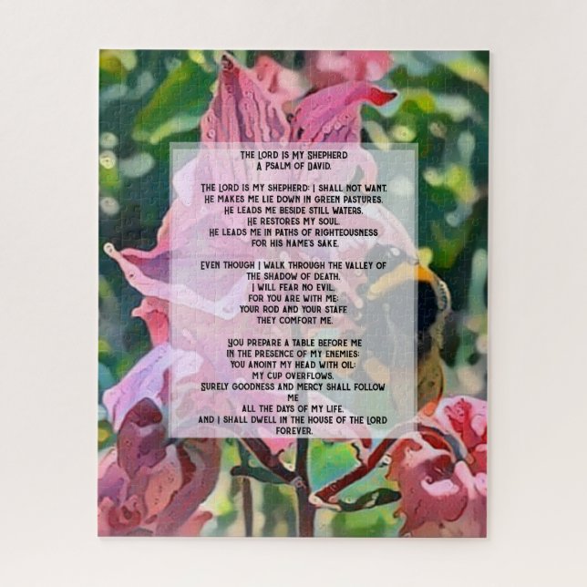 a bee in a garden with Psalm 23 Jigsaw Puzzle (Vertical)
